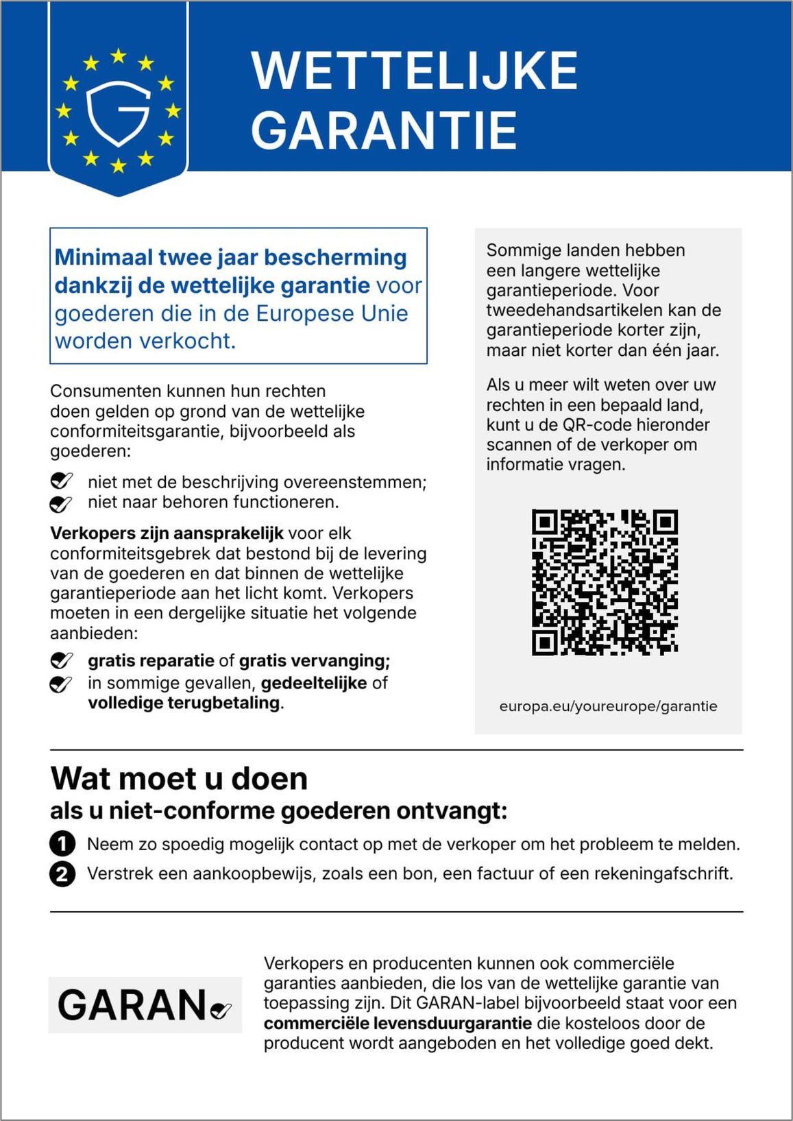 2 jaar wettelijke garantie