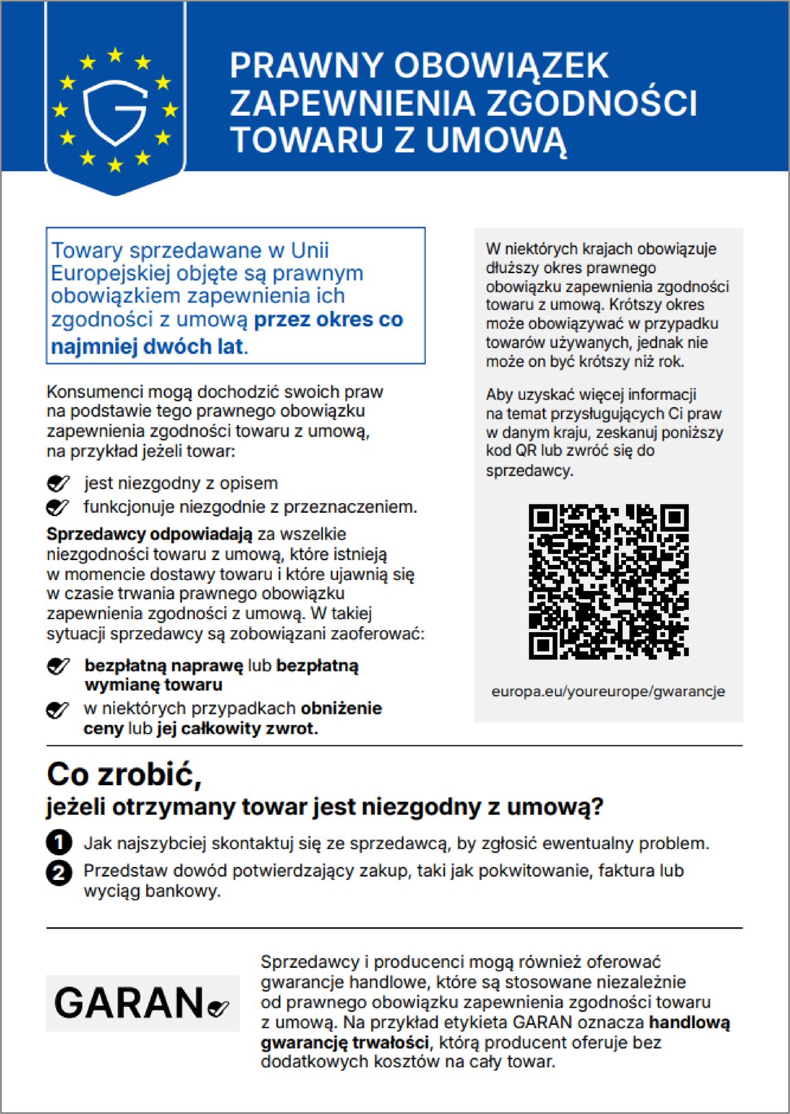 2 lata odpowiedzialności za zgodność z umową
